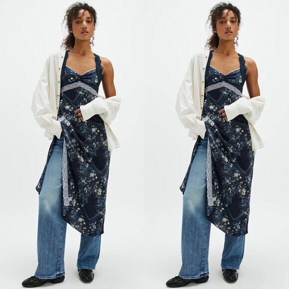 Free People Just Dreamy Maxi Slip Indigo Blue Medium NWT - Picture 1 of 7